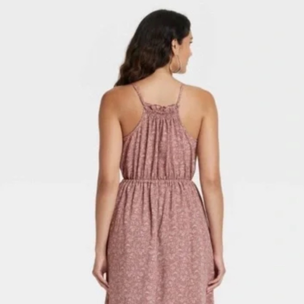 Universal Thread Women’s Dress Tie Waist Midi A Line Dress Mauve Floral NWT - Picture 4 of 6